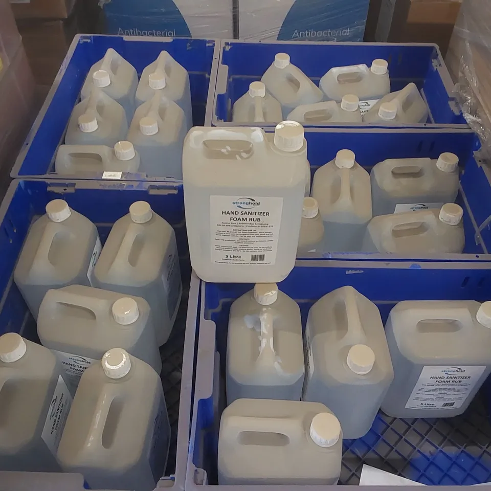 PALLET CONTAINING APPROXIMATELY 25x 5L STRONGHOLD HAND SANITIZER FOAM RUB