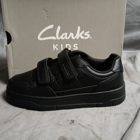 CLARKS KIDS CANYON SKY K BLACK LEATHER SCHOOL SHOES, UK 12