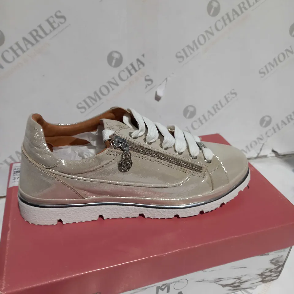 MODA ROSE GOLD METALLIC LEATHER ARIELA TRAINERS - UK SIZE 4