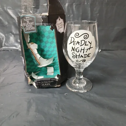 A NIGHTMARE BEFORE CHRISTMAS GLOW IN THE DARK GLASS