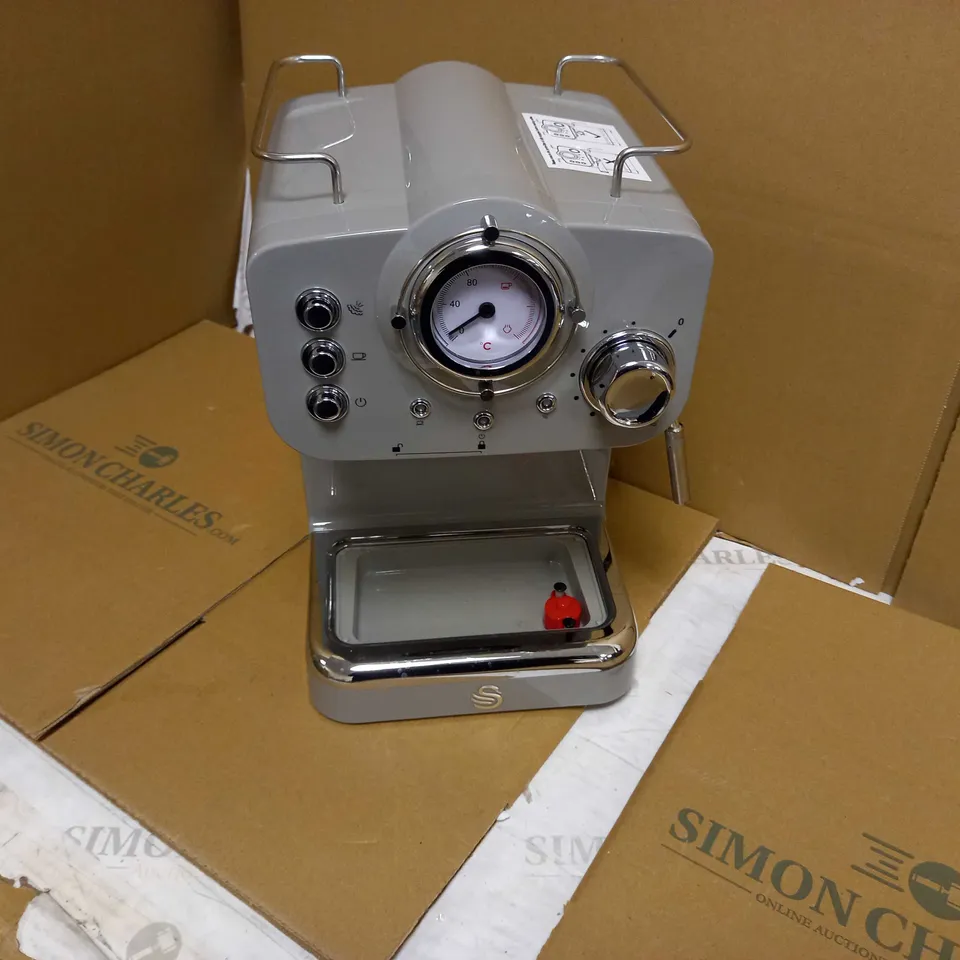 SWAN RETRO PUMP ESPRESSO COFFEE MACHINE - GREY