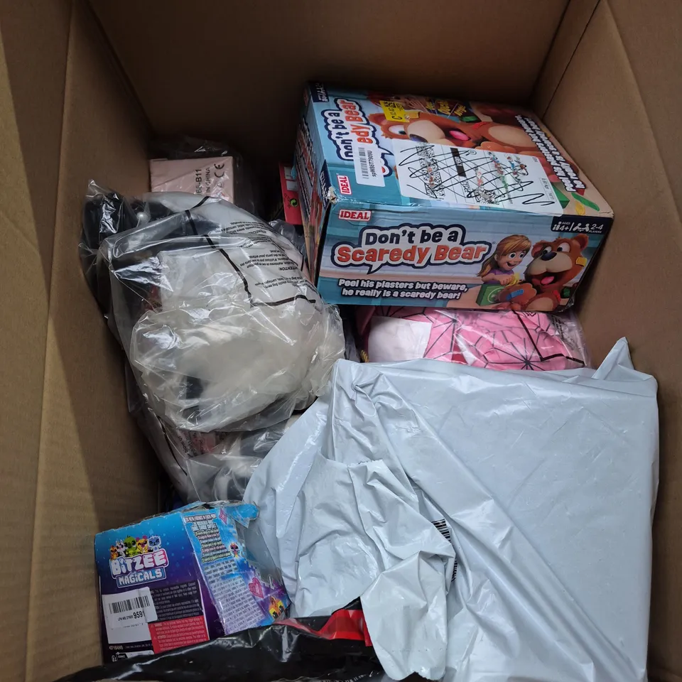 LARGE BOX OF ASSORTED TOYS AND GAMES