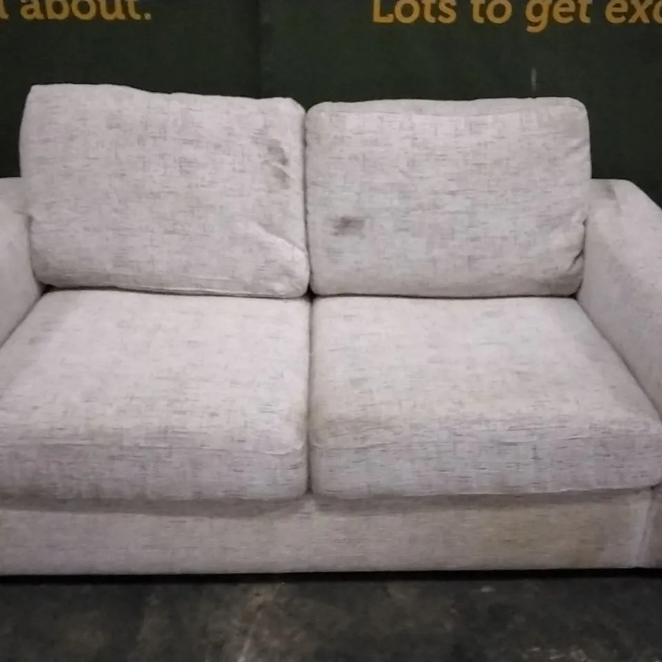 DESIGNER GREY PATTERNED FABRIC TWO SEATER SOFA