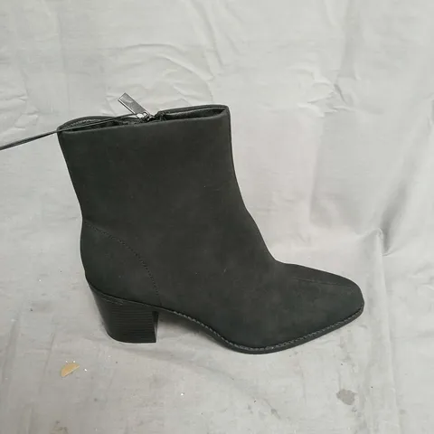 DIRTY LAUNDRY BLACK FAUX SUEDE ANKLE BOOTS, ALMOND TOE, UK 6