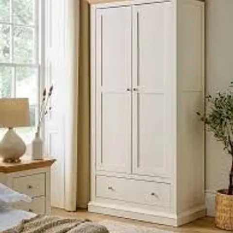 BOXED HANNA 2-DOOR 1-DRAWER WARDROBE - CREAM (2 BOXES)