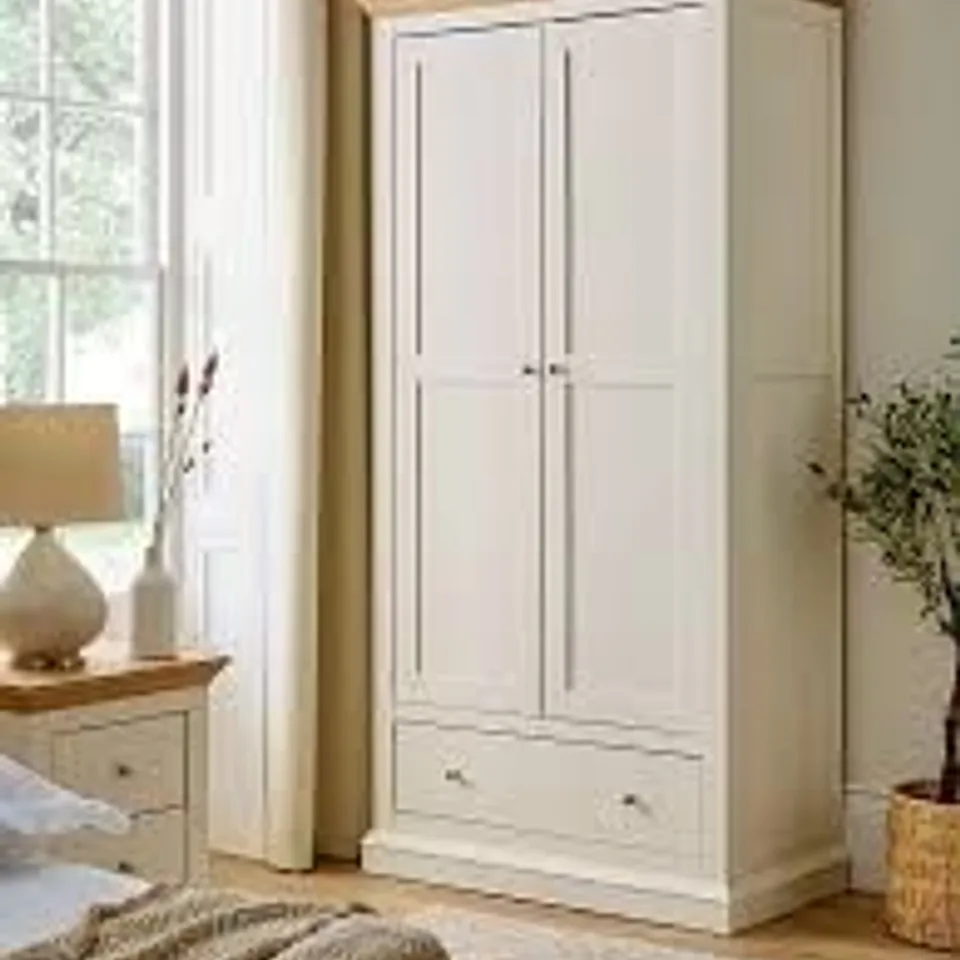 BOXED HANNA 2-DOOR 1-DRAWER WARDROBE - CREAM (2 BOXES) RRP £229