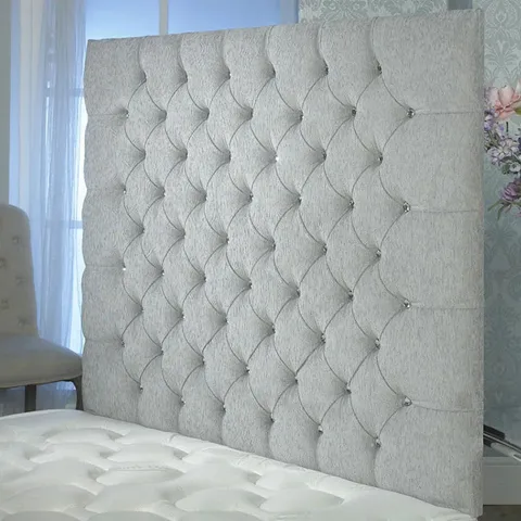 PACKAGED SHAW LIGHT GREY UPHOLSTERED HEADBOARD 