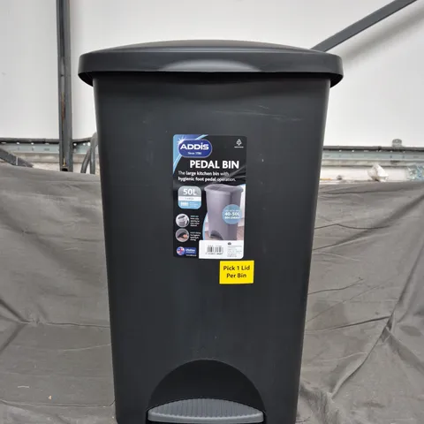ADDIS PEDAL BIN 50L – BLACK - COLLECTION ONLY