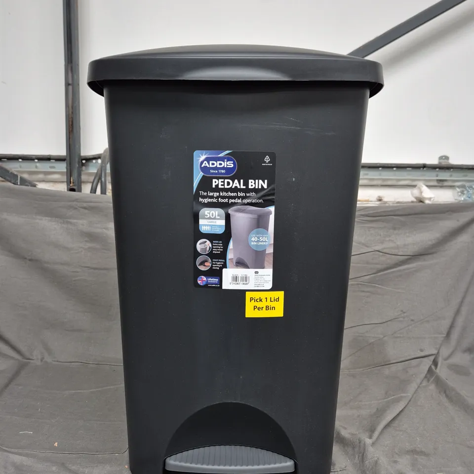 ADDIS PEDAL BIN 50L – BLACK - COLLECTION ONLY