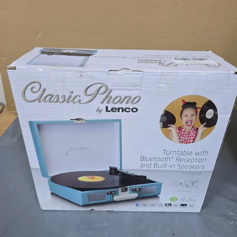 LENCO CLASSIC PHONO TURNTABLE WITH BLUETOOTH & BUILT-IN SPEAKERS – BOXED