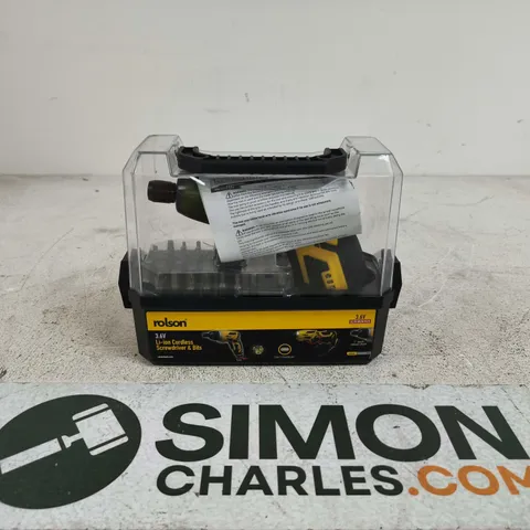ROLSON 3.6V LI-ION CORDLESS SCREWDRIVER AND BITS IN CASE