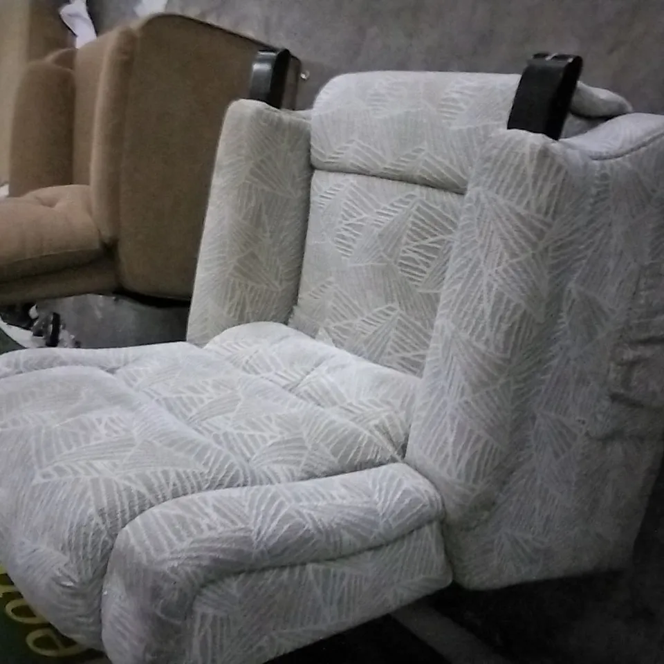 QUALITY DESIGNER BEIGE PATTERNED FABRIC POWER RECLINER ARMCHAIR 