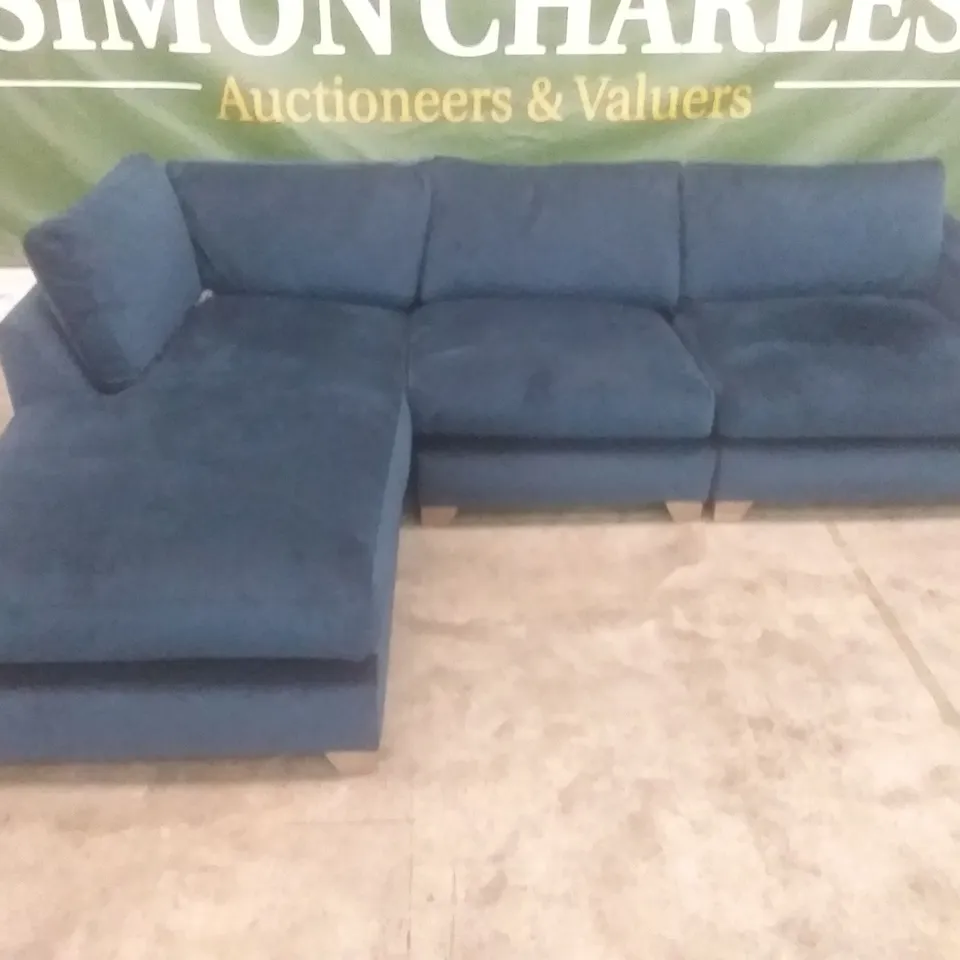 QUALITY BRITISH DESIGNER LOUNGE CO. SOFA DARK BLUE PLUSH FABRIC 