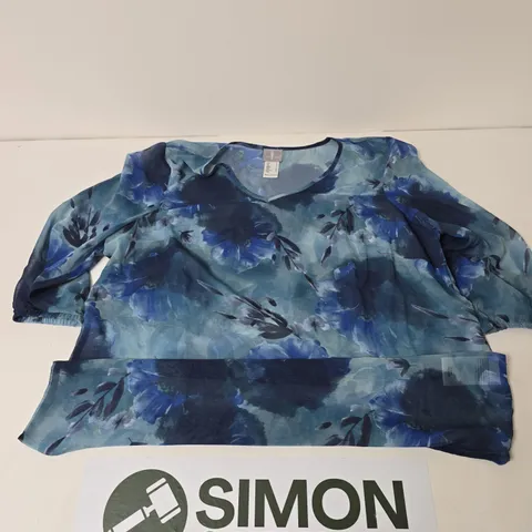 FAIR LADY FLORAL PRINT BLOUSE – BLUE FLORAL, UK 16 (EUR 42) MADE IN INDONESIA
