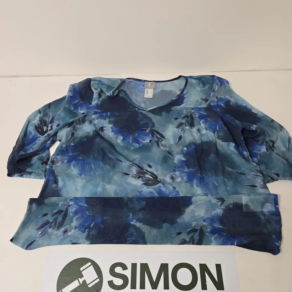 FAIR LADY FLORAL PRINT BLOUSE – BLUE FLORAL, UK 16 (EUR 42) MADE IN INDONESIA