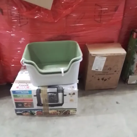 PALLET OF ASSORTED HOUSEHOLD GOODS AND PRODUCTS TO INCLUDE;CLIMBING BLOCKS,CAT LITTER TRAY,AIRFRYER 