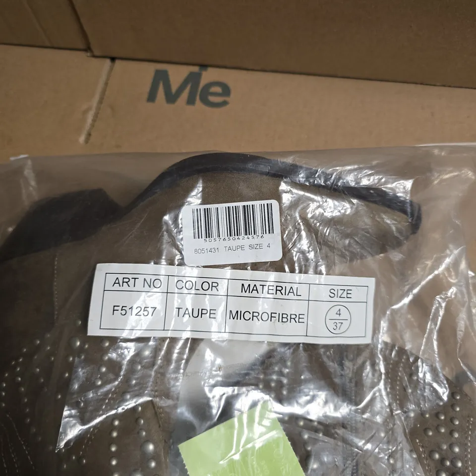 TAUPE MICROFIBRE BOOTS – WOMEN'S, UK 4 (EU 37)