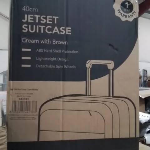 BOXED LUGG 40CM JETSET SUITCASE CREAM&BROWN 