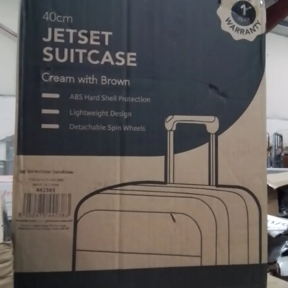 BOXED LUGG 40CM JETSET SUITCASE CREAM&BROWN 