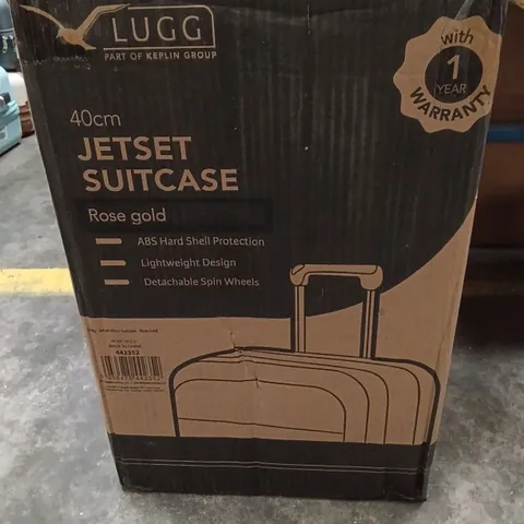 BOXED KEPLIN LUGG 40CM JETSET SUITCASE ROSE GOLD COLOUR 