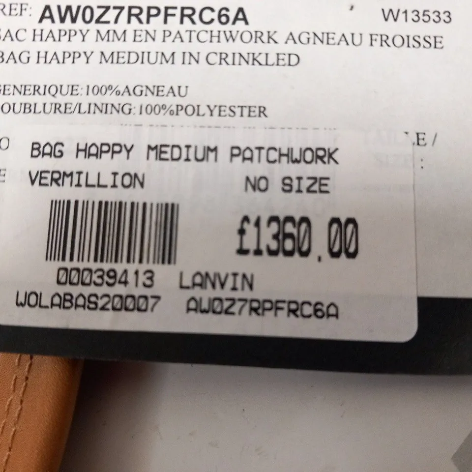 LANVIN VERMILLION HAPPY MEDIUM PATCHWORK BAG