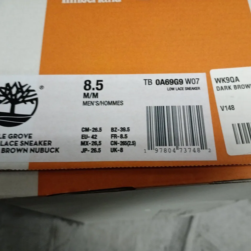 TIMBERLAND MAPLE GROVE LOW LACE SNEAKER – DARK BROWN NUBUCK, UK 8