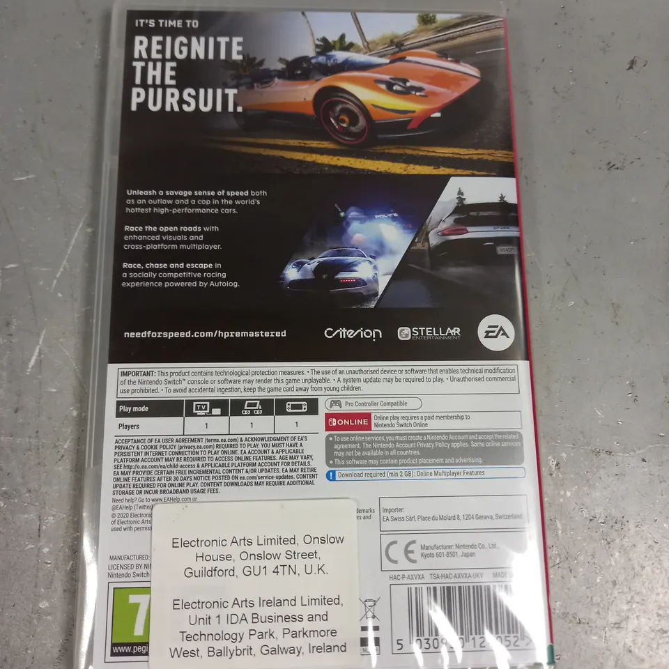 SEALED NEED FOR SPEED HOT PURSUIT FOR NINTENDO SWITCH 