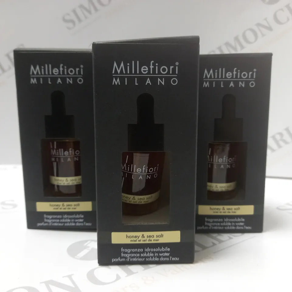 BOX OF APPROX 8 X 15ML MILLEFIORI MILANO FRAGRANCE SOLUBLE IN WATER HONEY & SEA SALT