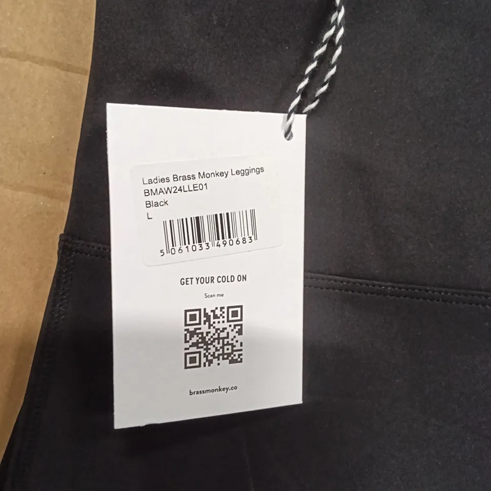 BRAND NEW BOX OF BRASS MONKEY LEGGINGS - BLACK SIZE L APPROXIMATELY 21