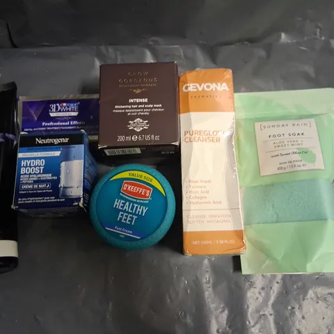 APPROXIMATELY 20 ASSORTED HEALTH AND BEAUTY PRODUCTS TO INCLUDE; SUNDAY RAIN, GEVONA, GROW GORGEOUS AND O'KEEFES