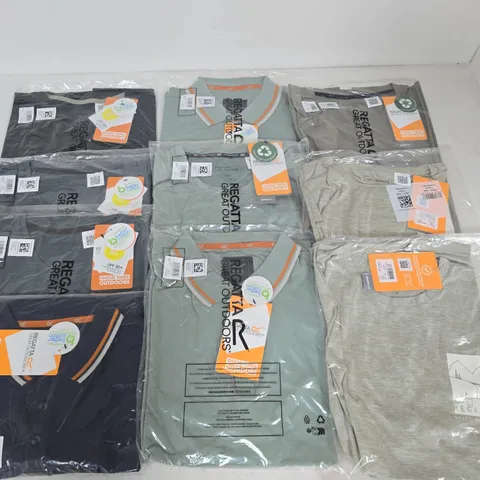 LOT OF 10 ASSORTED BRAND NEW REGATTA T-SHIRTS & IN VARIOUS STYLES, COLOURS AND SIZES