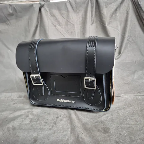 DR. MARTENS LEATHER SATCHEL BAG – BLACK WITH YELLOW STITCHING