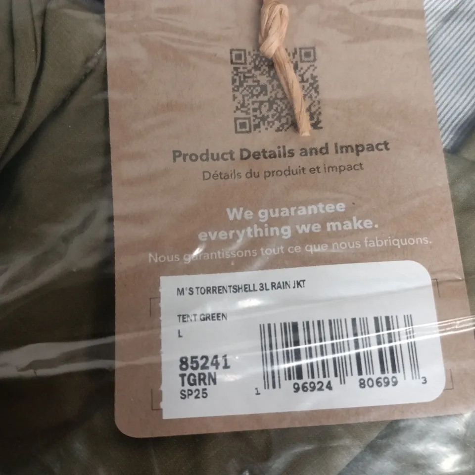 BAGGED PATAGONIA MEN'S TORRENTSHELL 3L RAIN JACKET – TENT GREEN, SIZE L