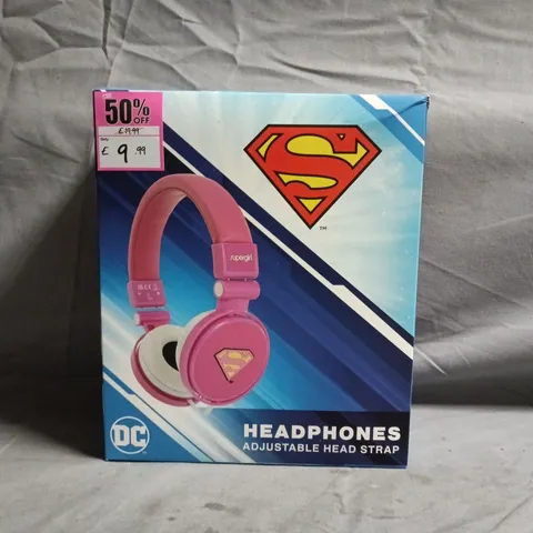 SET OF 3 DC SUPERGIRL HEADPHONES W. ADJUSTABLE HEAD STRAPS