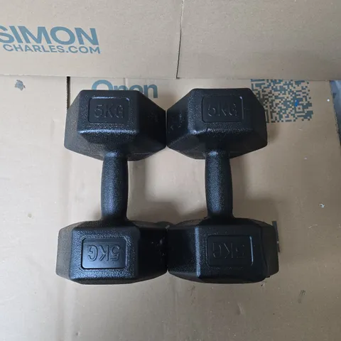 PAIR OF 5KG HEXAGONAL DUMBBELLS - COLLECTION ONLY 