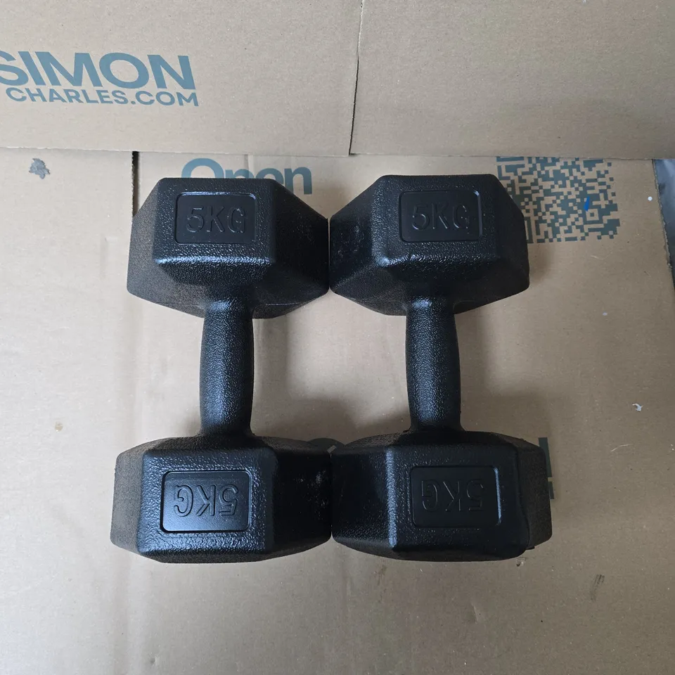 PAIR OF 5KG HEXAGONAL DUMBBELLS - COLLECTION ONLY 