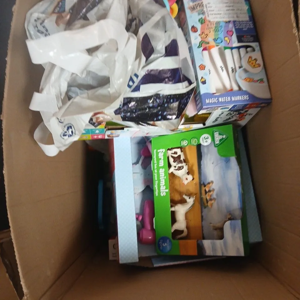 BOX OF APPROXIMATELY 10 ASSORTED TOYS TO INCLUDE 2X JURASSIC VOLCANIC ADVENTURE SETS