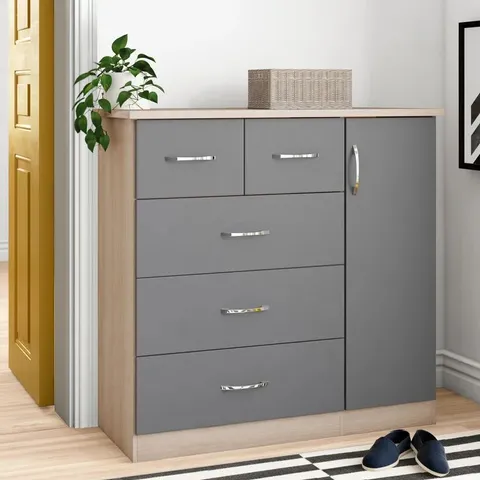 BOXED CASCIO 1 DOOR WARDROBE - GREY GLOSS/LIGHT GREY (2 BOXES)