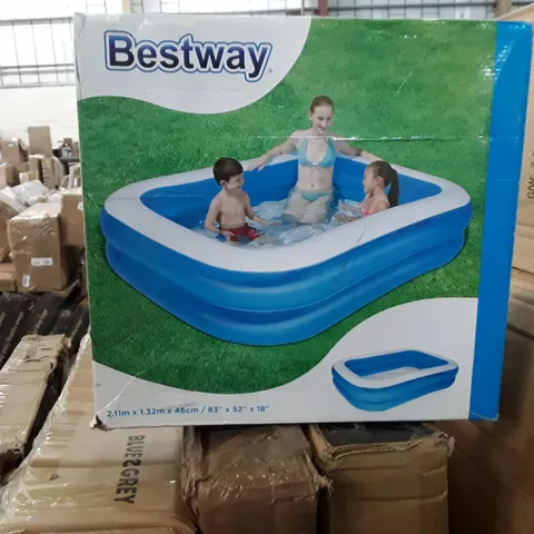 BOXED BESTWAY 2.11M X 1.32M X 46CM INFLATABLE POOL 