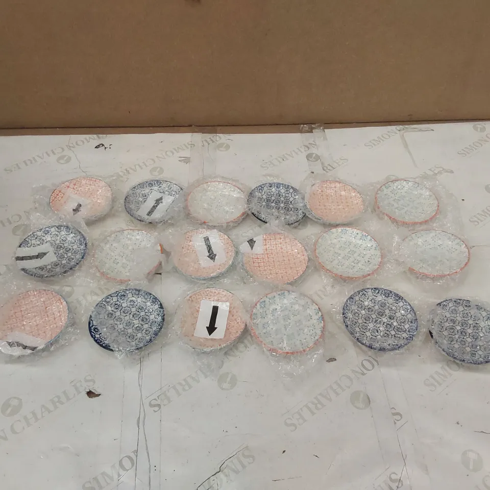 BOX OF 18 NICOLA SPRING -HAND - PRINTED SAUCE DISHES