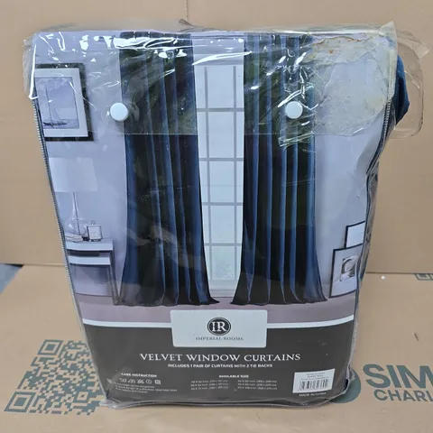 IMPERIAL ROOMS VELVET WINDOW CURTAINS – NAVY EYELET, 90X90"