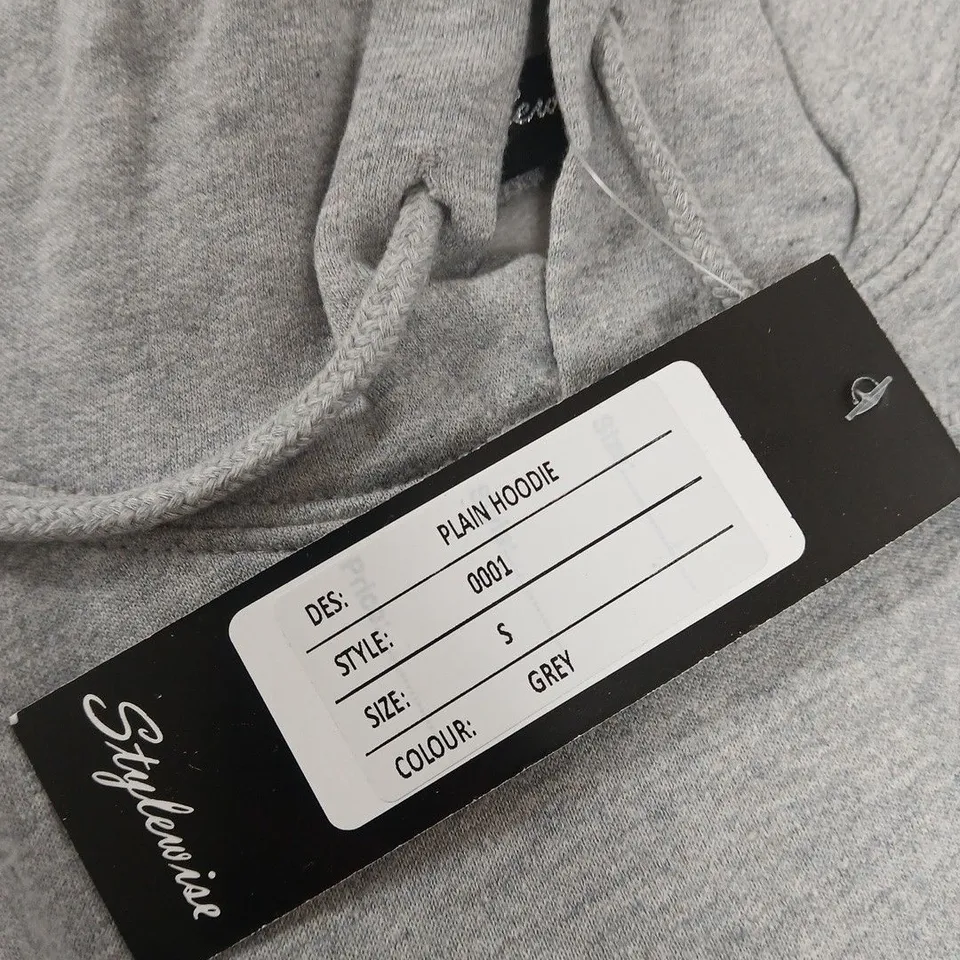 STYLEWISE - PLAIN HOODIE – GREY – UK SIZE S
