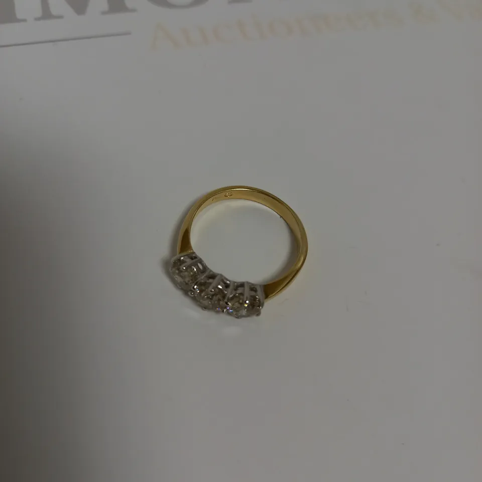 DESIGNER 18CT GOLD THREE STONE TRILOGY RING SET WITH DIAMONDS WEIGHING +-1.55CT