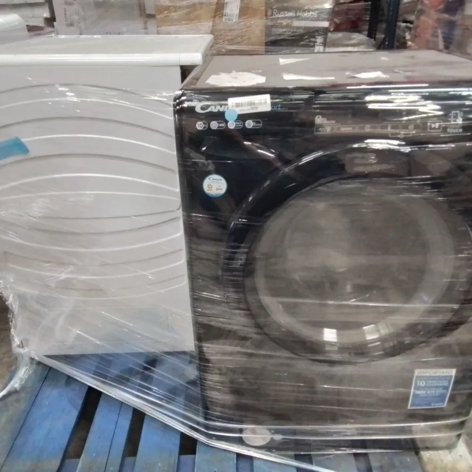 CANDY SMART PRO FREESTANDING WASHING MACHINE BLACK AND HOOVER HLEV8LG 8KG VENTED TUMBLE DRYER - UNPROCESSED RAW RETURNS