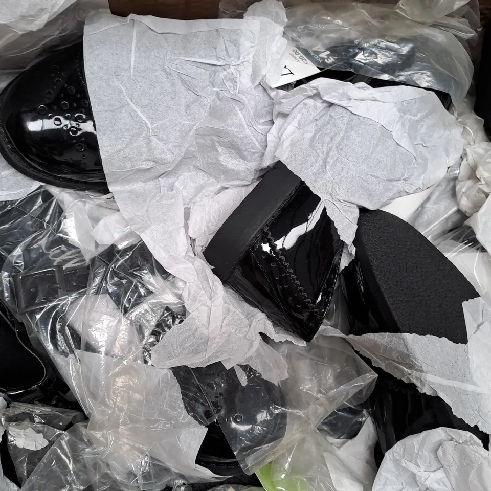 BOX OF APPROXIMATELY 10 ASSORTED PAIRS OF SHOES IN VARIOUS COLOURS, STYLES, AND SIZES