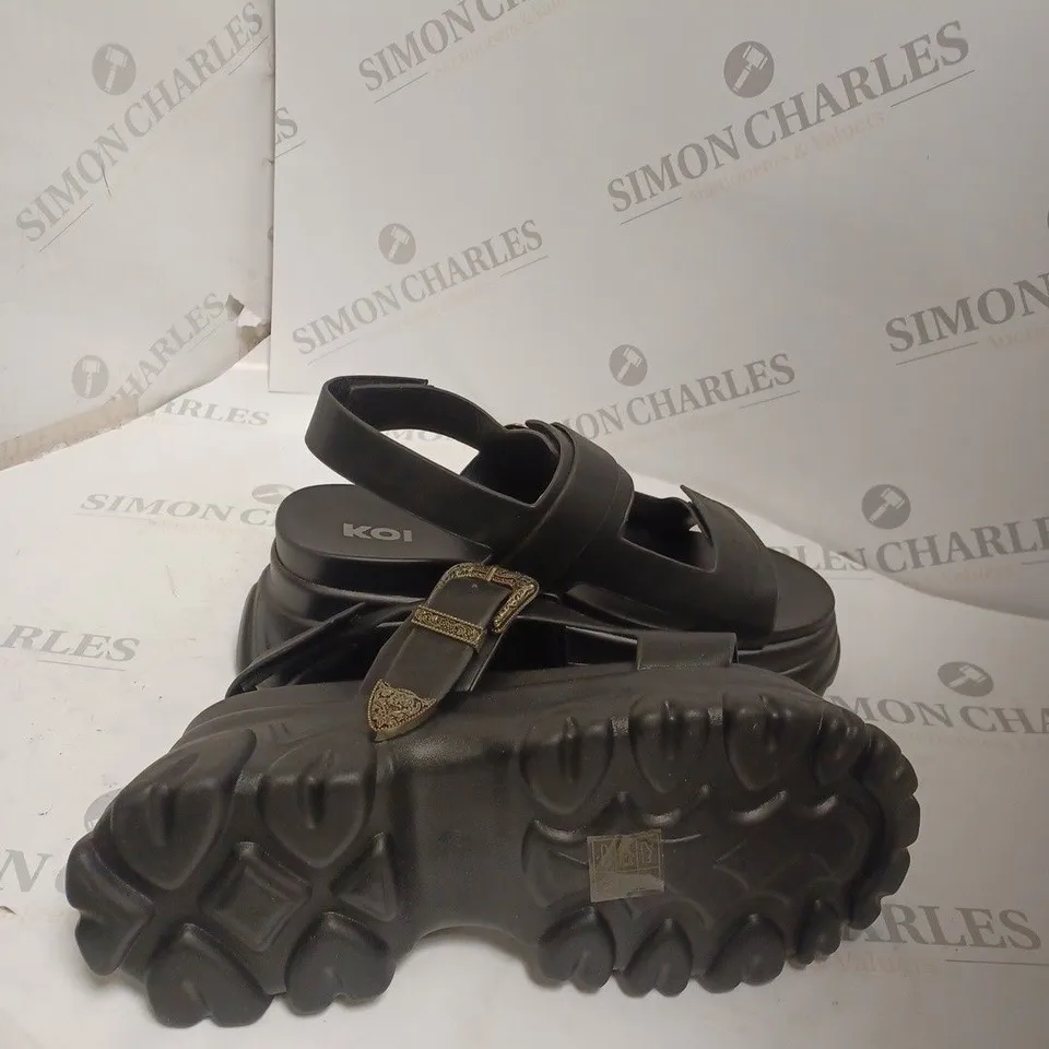 KOI FOOTWEAR BLACK CHUNKY SANDALS WITH SILVER BUCKLE
