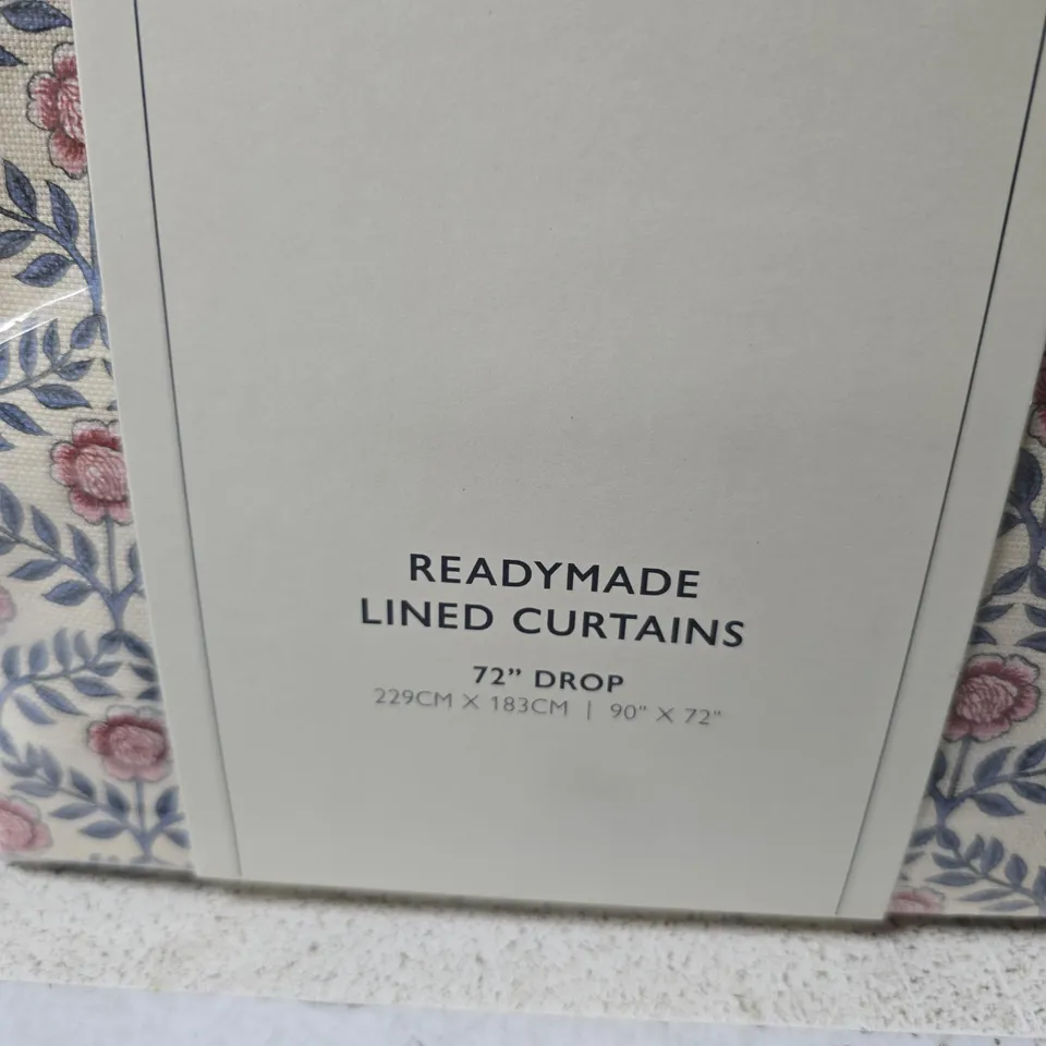 JOULES HOME READY-MADE LINED CURTAINS – FLORAL PATTERN, 72" DROP