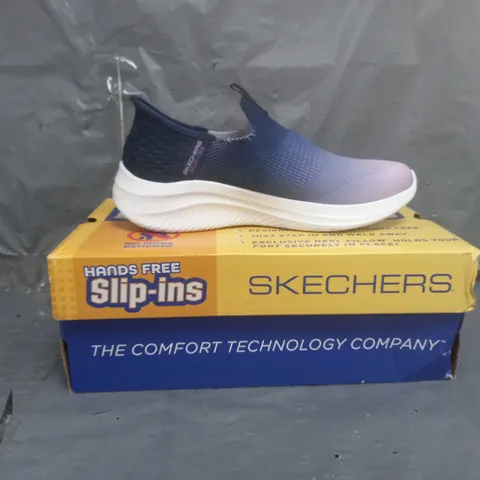 SKECHERS HANDS FEE SLIP INS TRAINERS NAVY/PURPLE SIZE 5