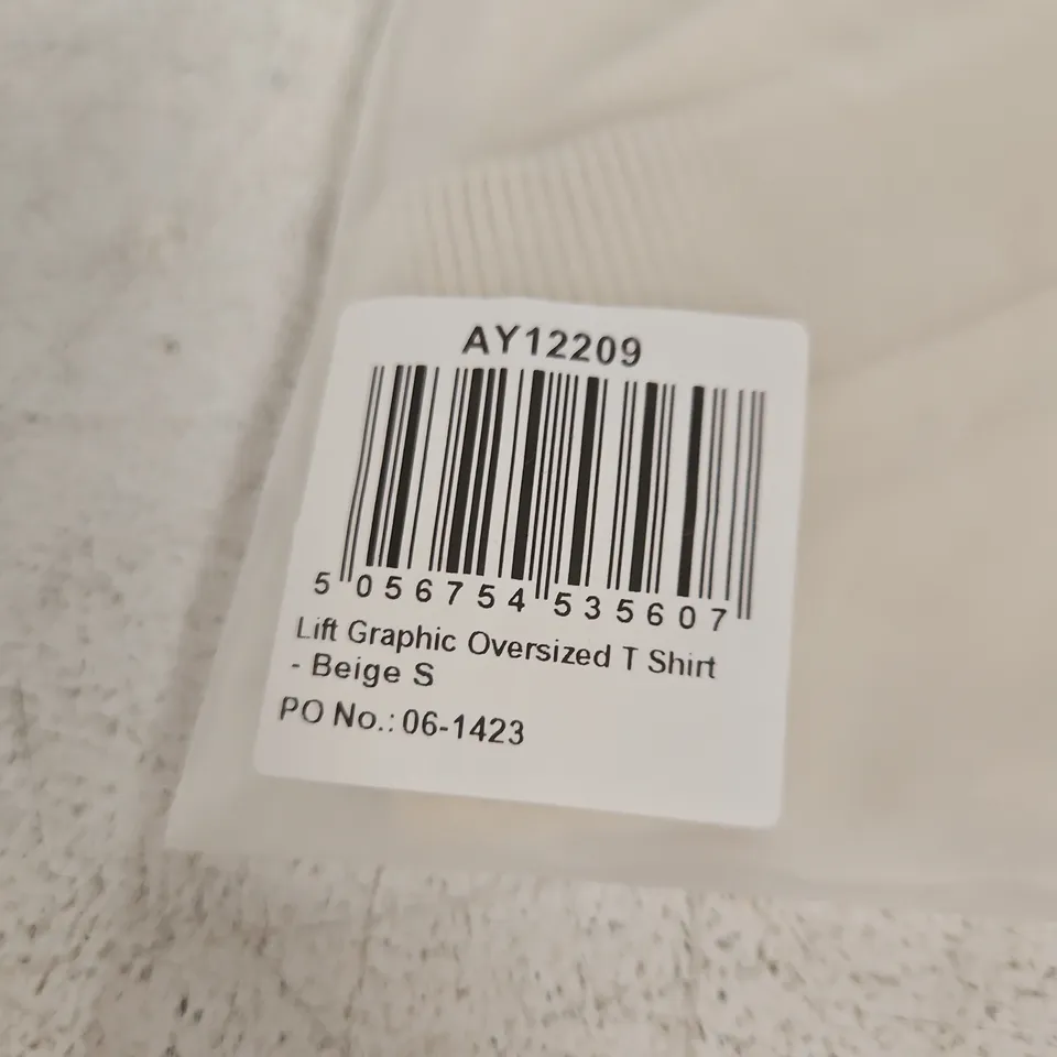 LIFT GRAPHIC OVERSIZED T SHIRT – BEIGE, SIZE S