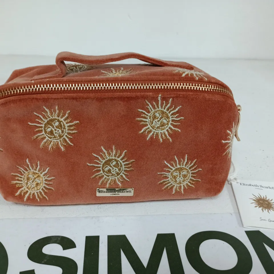 ELIZABETH SCARLETT LONDON SUN PATTERN COSMETIC / TRAVEL POUCH – TERRACOTTA